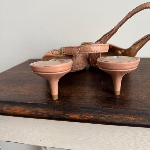 Pink crochet lace kitten heels slingback Charles David size 7.5 - Picture 5 of 6